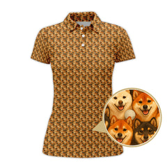 Maxcorners Shiba Inu Golf Shirt, Pattern Golf Shirt For Golfer, Dog Golf Shirt For Men