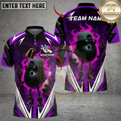 Maxcorners Bowling Flaming Ball Cool Style Multicolor Customized Name, Team Name 3D Shirt