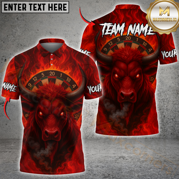 Maxcorners Darts Firestorm Bullseye Personalized Name, Team Name Shirt