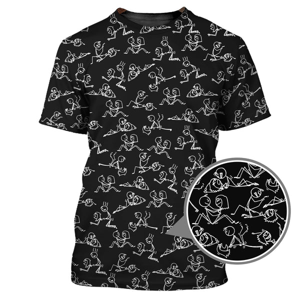 Maxcorners Funny Golf Shirt For Golfer, Stick Figure Pattern Golf Shirt, Crazy Golf Shirt For Men