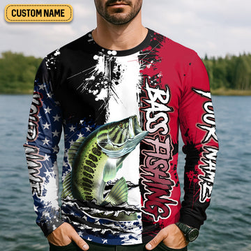 Maxcorners Patriotic Fishing Shirt, Custom Fishing Shirt, Gift For Fisherman, Mens Casual Shirts