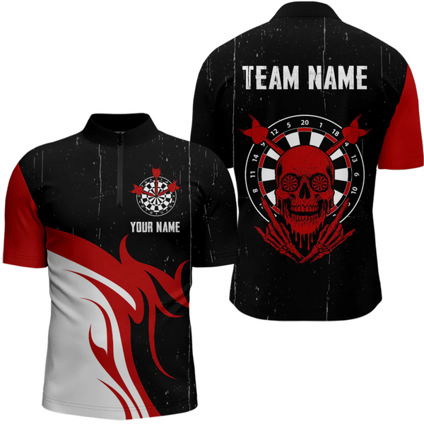 Maxcorners Red Skull Dartboard Grunge Custom Dart Shirt For Men, Dart Team Jerseys LM184