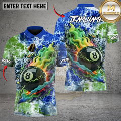 Maxcorners Billiard Electro Flame 8-Ball Personalized Name 3D Unisex Shirt