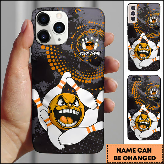 Maxcorners Bowling Angry Ball Dots Multicolor Personalized Name 3D Phone Case