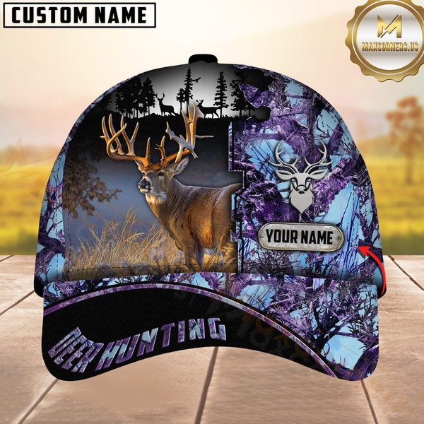 Maxcorners Hunting Deer Camouflage Multicolor Personalized Name 3D Cap