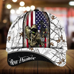 Maxcorners American Flag Bow Hunter Deer Hunting Camo Pattern 3D Multicolor Personalized Cap