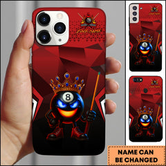 Maxcorners Billiards Red Geometric King Crown Character Personalized Name Phone Case
