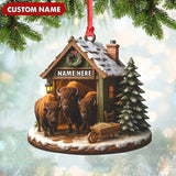 Maxcorners Personalized Acrylic Bison Christmas Ornament â€“ Custom Buffalo Barn Holiday Decor LM0110