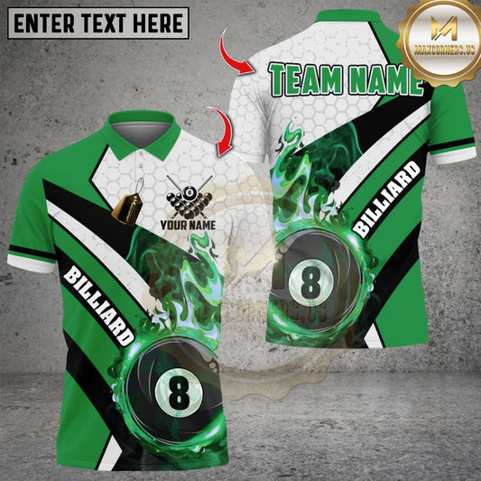Maxcorners Billiards Fire 8 Ball Multicolor Customized Name, Team Name 3D Shirt