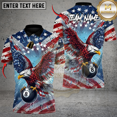 Maxcorners USA Flag Eagle 8 Ball Billiards Personalized Name 3D Unisex Shirt