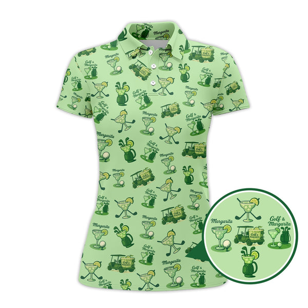 Maxcorners Ladies Golf Pattern Polos, Golf & Margarita Women's Golf Shirt, Cocktail And Golf Shirts For Golfers