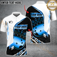Maxcorners Bowling Champion Golden Multicolor Customized Name, Team Name 3D Polo Shirt