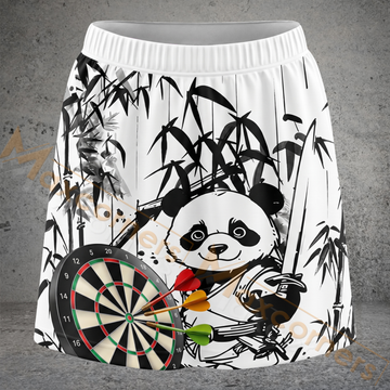 Maxcorners Darts Black White Panda Bamboo Ink Art Personalized 3D Skirts With Shorts