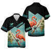 Maxcorners Flamingo Fishing, Hooded UPF Shirt, Funny Fishing Shirt, Men Jersey, Presents For Fishermen