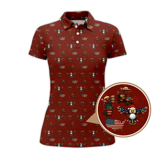 Maxcorners USA Golf Shirt For Golfer, Christmas Golf Shirt, Funny Pattern Golf Shirt For Men