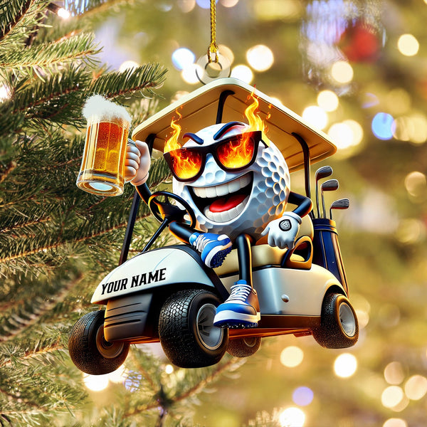 Maxcorners Golf Beer Custom Acrylic Ornaments, Golf Christmas Ornaments, Christmas Golf Gift