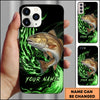 Maxcorners Fishing Green Flame Energy Personalized Name Phone Case (10 Fish Species)