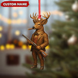 Maxcorners Personalized Acrylic Deer Hunter Christmas Ornament â€“ Custom Name Rustic Hunting Lodge Decor LM0110