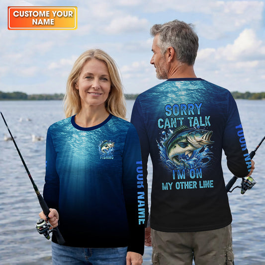 Maxcorners Sorry Can't Talk, Personalized Fishing Shirt, Fishing UPF Shirts, Mens SPF Shirt, Funny Fisherman Gift