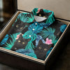 Maxcorners Black Cat Tropical Monstera Hawaiian Golf Polo Shirt, Golf Shirts For Women, Women's Golf Apparel LM1507