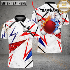 Maxcorners Bowling Lightning Fire Flame Multicolor Options Personalized Name, Team Name 3D Shirt