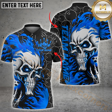 Maxcorners Bowling Ghostfire Ball Pattern Multicolor Options Personalized Name, Team Name 3D Shirt