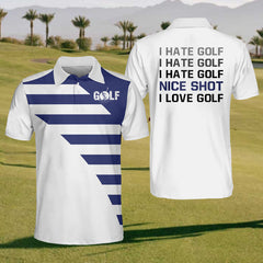 Maxcorners Love/Hate Golf Polo Shirt, Mens Goft Shirt, Funny Golf Shirt