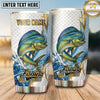 Maxcorners Fishing Tumbler White Gold Marble Geometric Design Personalized Name Tumbler (13 Species)