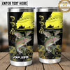 Maxcorners Fishing Tumbler Neon Yellow Sunset Angler Design Personalized Name Tumbler (13 Species)