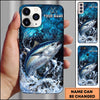 Maxcorners Blue Marble Hexagon Water Splash Personalized Name Phone Case (13 Fish Species)