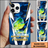 Maxcorners Blue Camo Lightning Water Splash Personalized Name Phone Case (13 Fish Species)