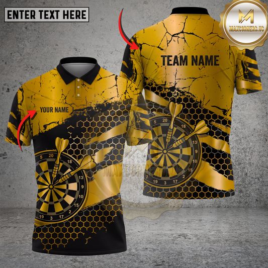 Maxcorners Darts Polo Shirt Honeycomb Dartboard Pattern Multicolor Options Personalized Name, Team Name 3D Shirt (4 Colors)