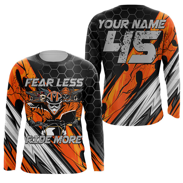 Maxcorners Personalized Motocross Jersey UPF30+ Kid Adult Fear Less Ride More Dirt Bike Motorcycle Shirt LM2809