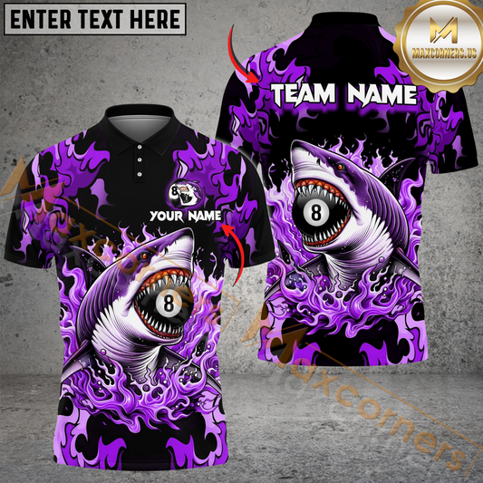 Maxcorners Billiards Ball 8 Pool Flame Shark Multicolor Customized Name, Team Name 3D Shirt