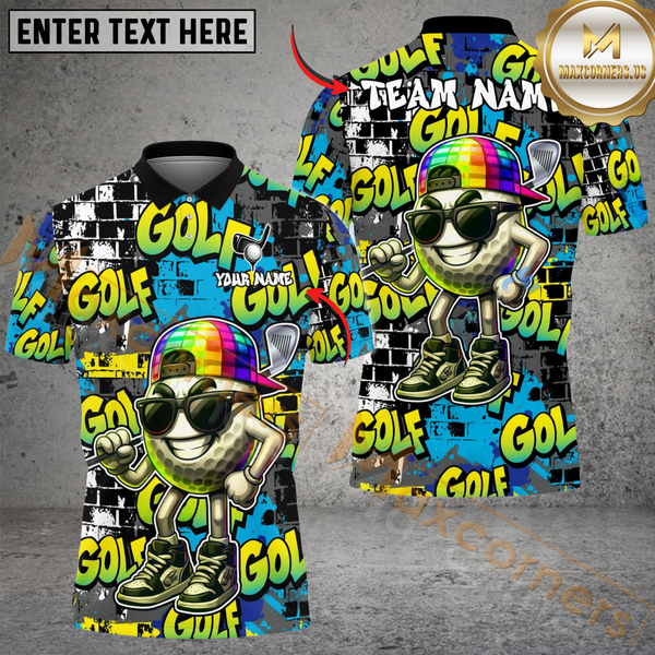 Maxcorners Graffiti Swag Golf Polo Shirt, Customized Name & Team Name 3D Shirts (4 Colors)