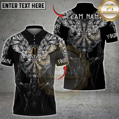 Maxcorners Darts Shirt Viking Warrior Twin Wolves Dartboard Personalized Name Team Name 3D Shirt