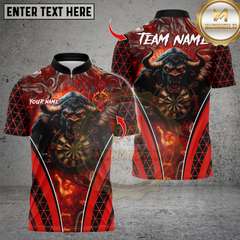 Maxcorners Darts Fire Bull Darts Design Multicolor Customized Name, Team Name 3D Shirts