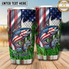 Maxcorners Fishing Tumbler Patriotic Flag Grass Design Personalized Name Tumbler (13 Species)