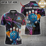 Maxcorners Bowling Ball Holding Pizza Neon Abstract Personalized Name 3D Unisex Shirt