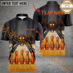 Maxcorners Unique Spider Design Bowling Jersey Customized Name, Team Name 3D Polo Shirt