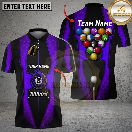 Maxcorners Billiards Hex Gradient Multicolor Customized Name, Team Name 3D Shirt