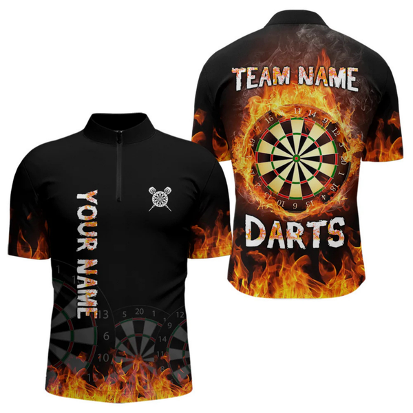 Maxcorners Fire Skull Multi-Flame Dartboard Custom Dart Shirts For Men, Dart Team Jerseys LM105