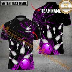 Maxcorners Ball And Pins Break Glass Pattern Bowling Jersey Multicolor Options Personalized Name, Team Name 3D Shirt
