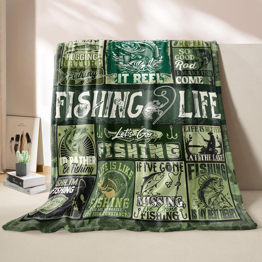 Maxcorners Fishing Life Vintage Blanket