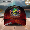 Maxcorners Fishing Patriotic United States Angler Personalized Name 3D Cap (12 Fish Species)