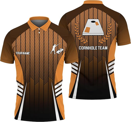 Maxcorners Custom Name Cornhole Laurel Wreath Pattern Polo 3D Shirt For Team