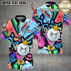Maxcorners Graffiti Swing King Golf Polo Personalized Name, Team Name 3D Shirt (4 Colors)