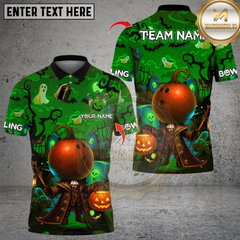 Maxcorners Bowling Halloween Bowling With Pumpkin Multicolor Customized Name, Team Name 3D Shirts