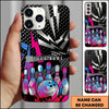 Maxcorners Bowling Pink Blue Pop Art Ball Pins Personalized Name Phone Case