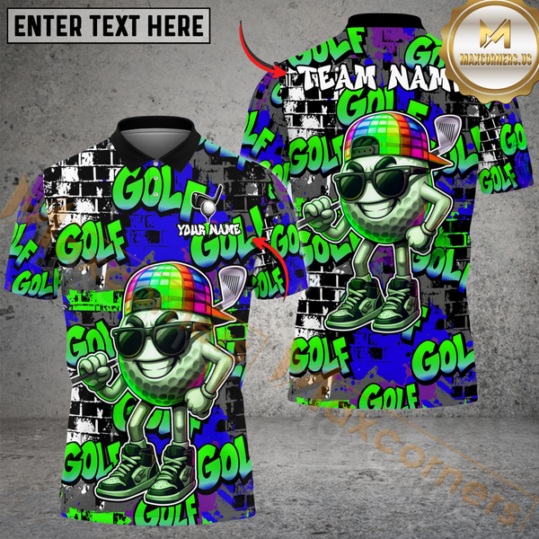 Maxcorners Graffiti Swag Golf Polo Shirt, Customized Name & Team Name 3D Shirts (4 Colors)